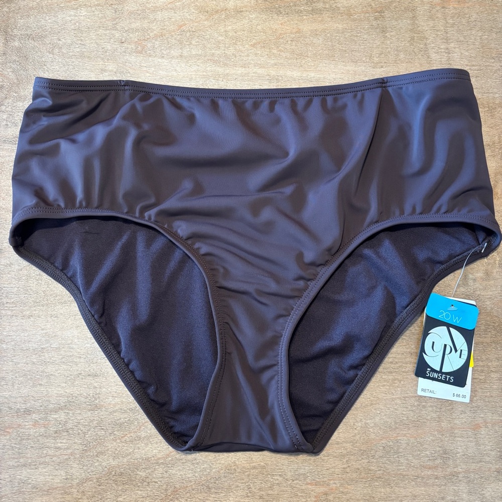 NEW Curve by Sunsets High Seas Hight Waist Swim Bottom 97B Dark Chocolate Brown